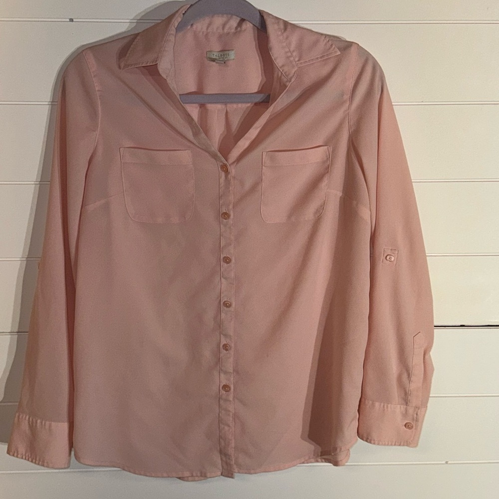 Talbots Pink Blouse Women’s small Petite Sheer